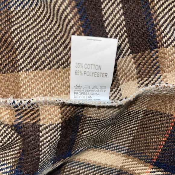 Women Autumn Winter Vintage Long Sleeve Loose Plaid Imitated Woolen Coat Shacket - Picture 8 of 8